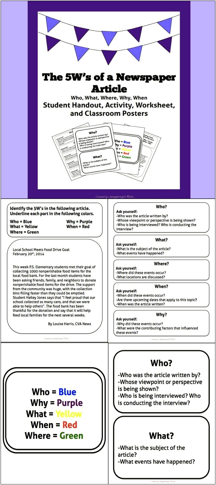 Newspaper Report Planning Template Year 6