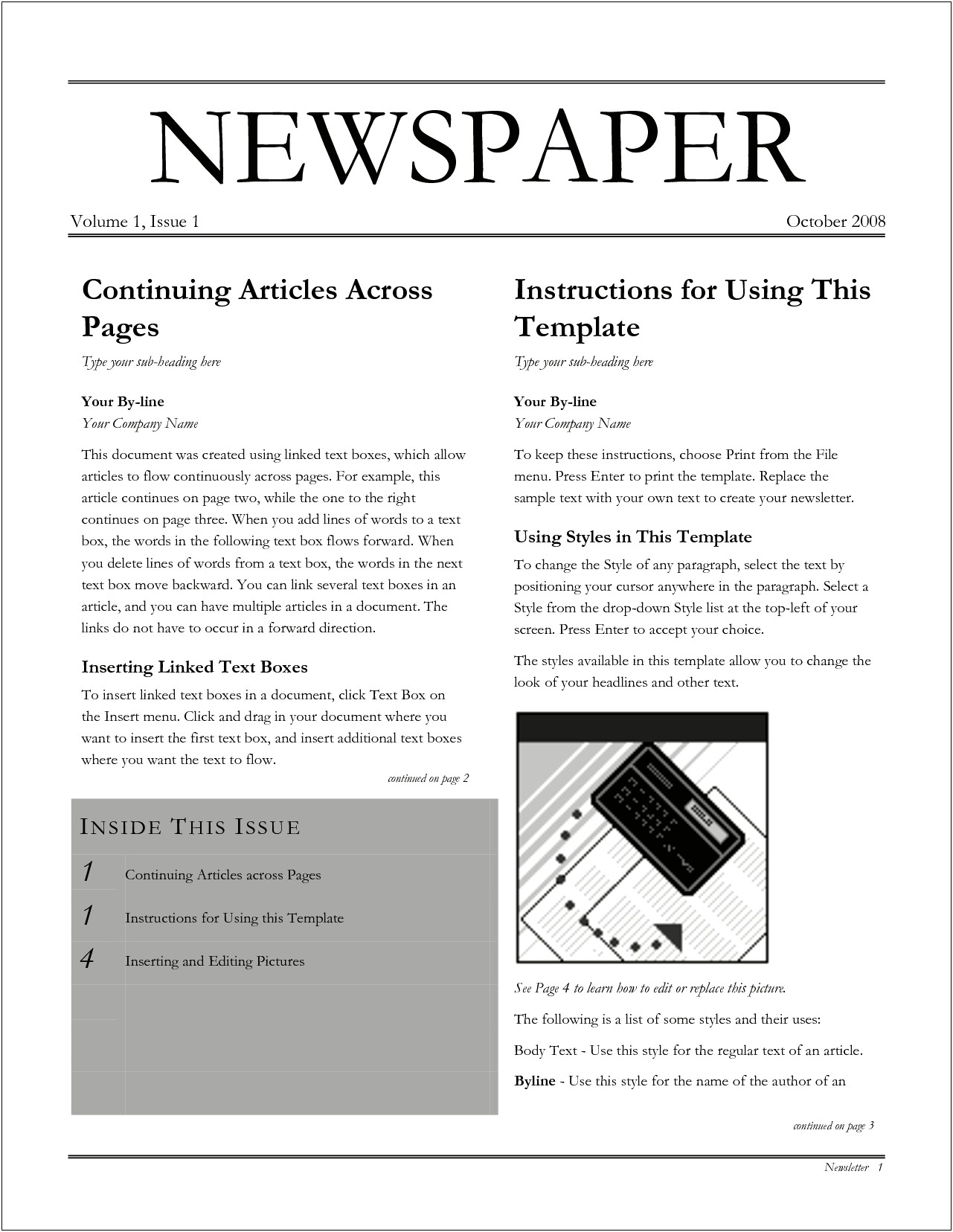 Newspaper Template That Works With Microsoft Word