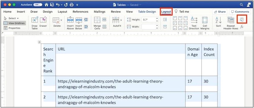 Nice Style Simple Template For Table In Word