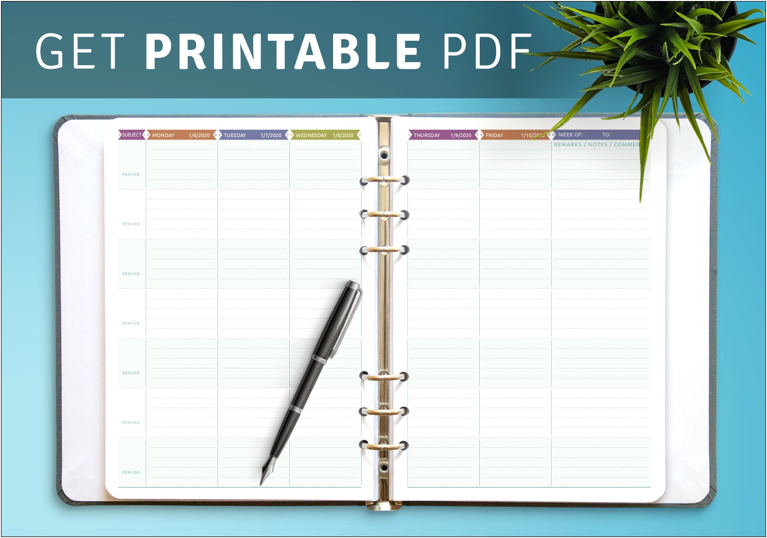 Nine Period Weekly Lesson Plan Template