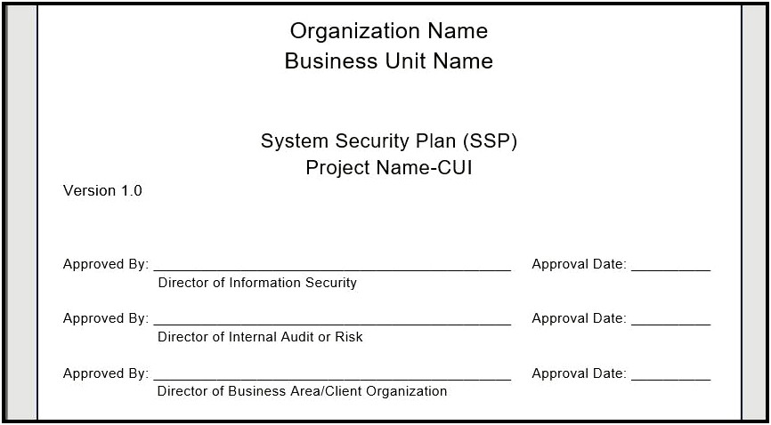 Nist 800 171 System Security Plan Template