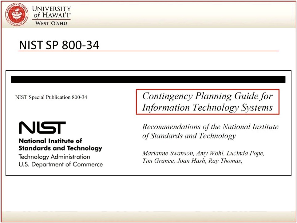 Nist Disaster Recovery Plan Template Sp 800