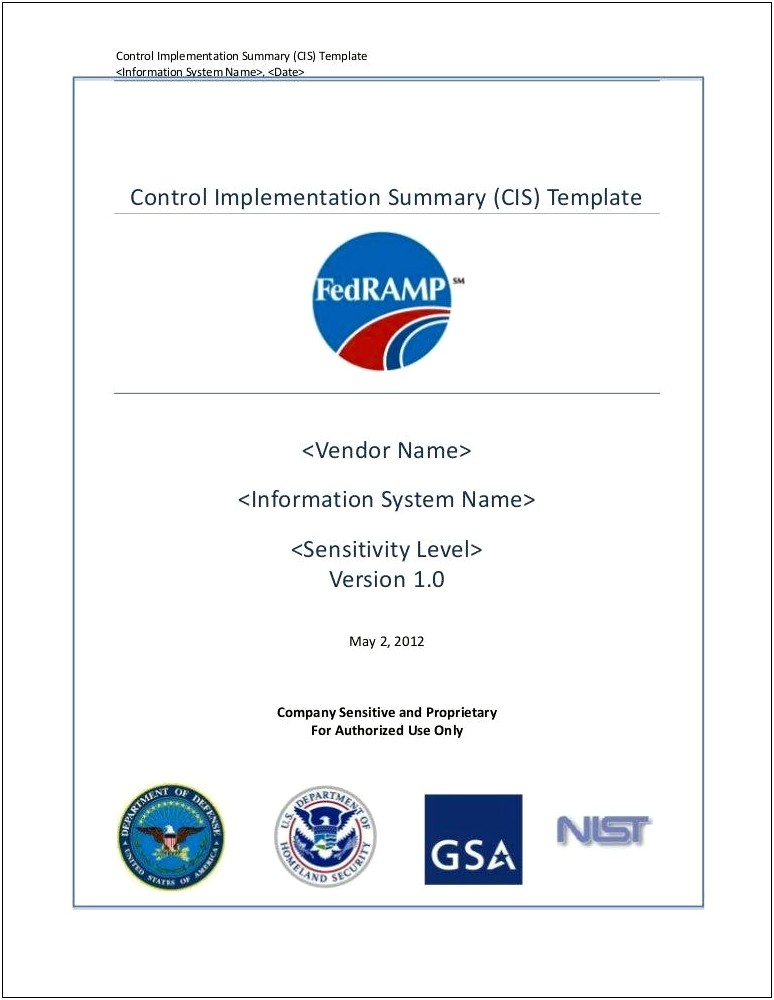 Nist Information System Security Plan Template