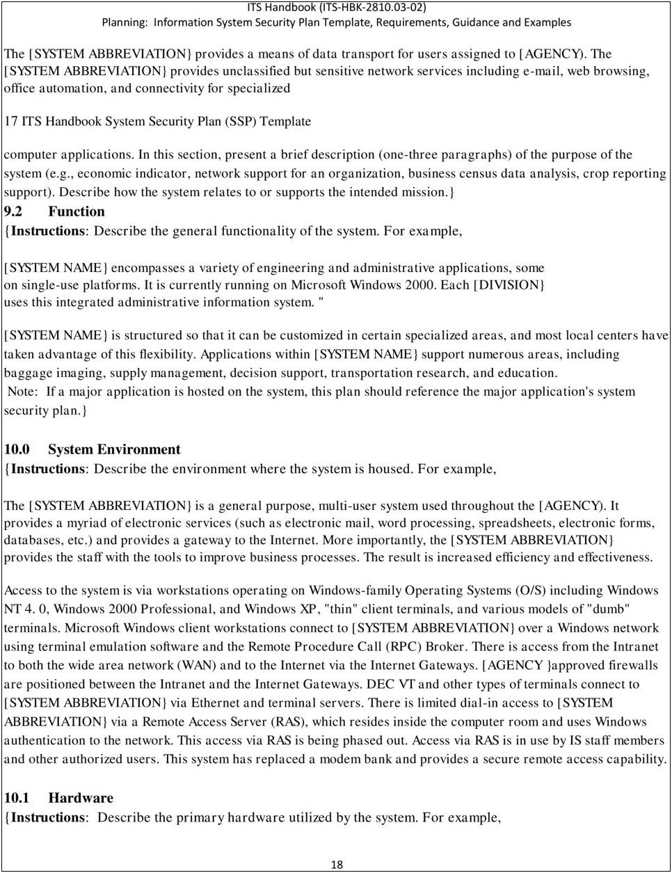 Nist System Security Plan Ssp Template