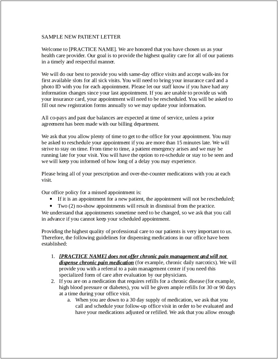 No Show Letter To Patients Template