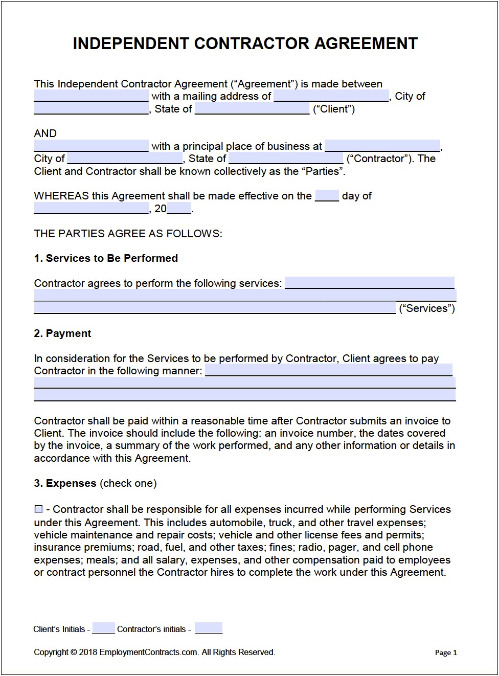 Non Compete Agreement Template Word Contractor