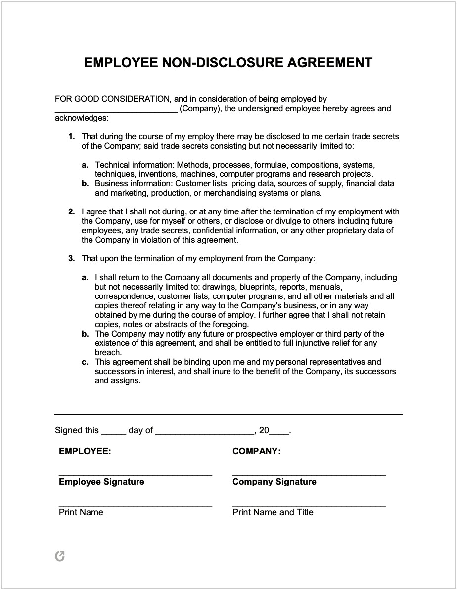 Non Disclosure Agreement Template Word Texas
