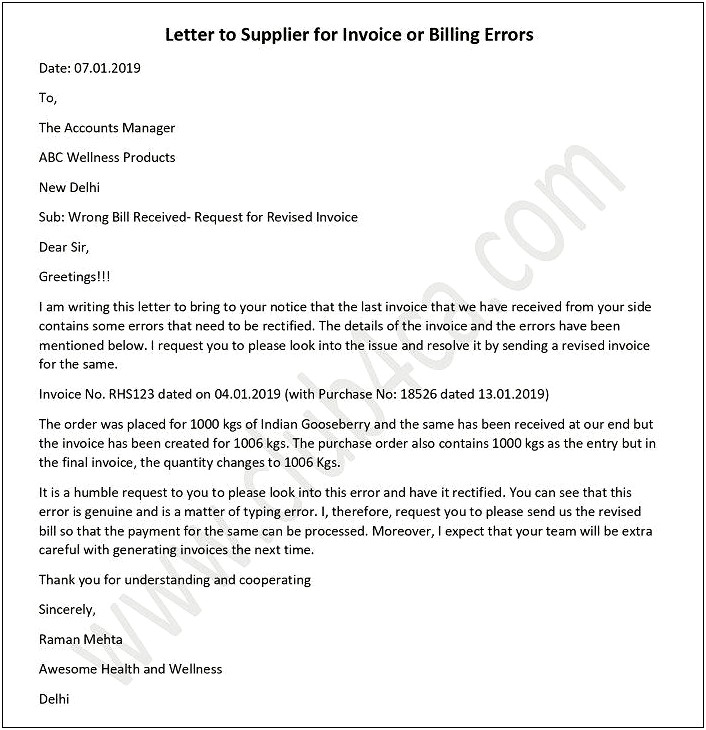 Non Payment Of Invoice Letter Template