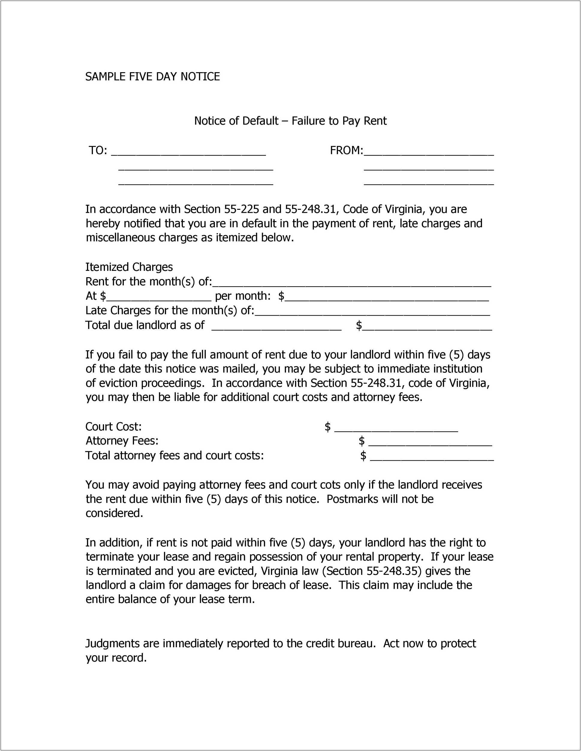 Non Payment Of Rent Template Letter Multiple Months