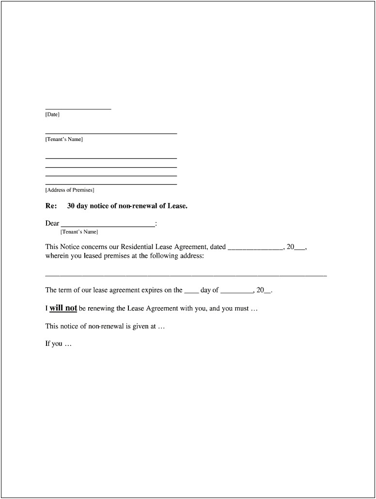 Non Renewal Of Employment Contract Letter Template