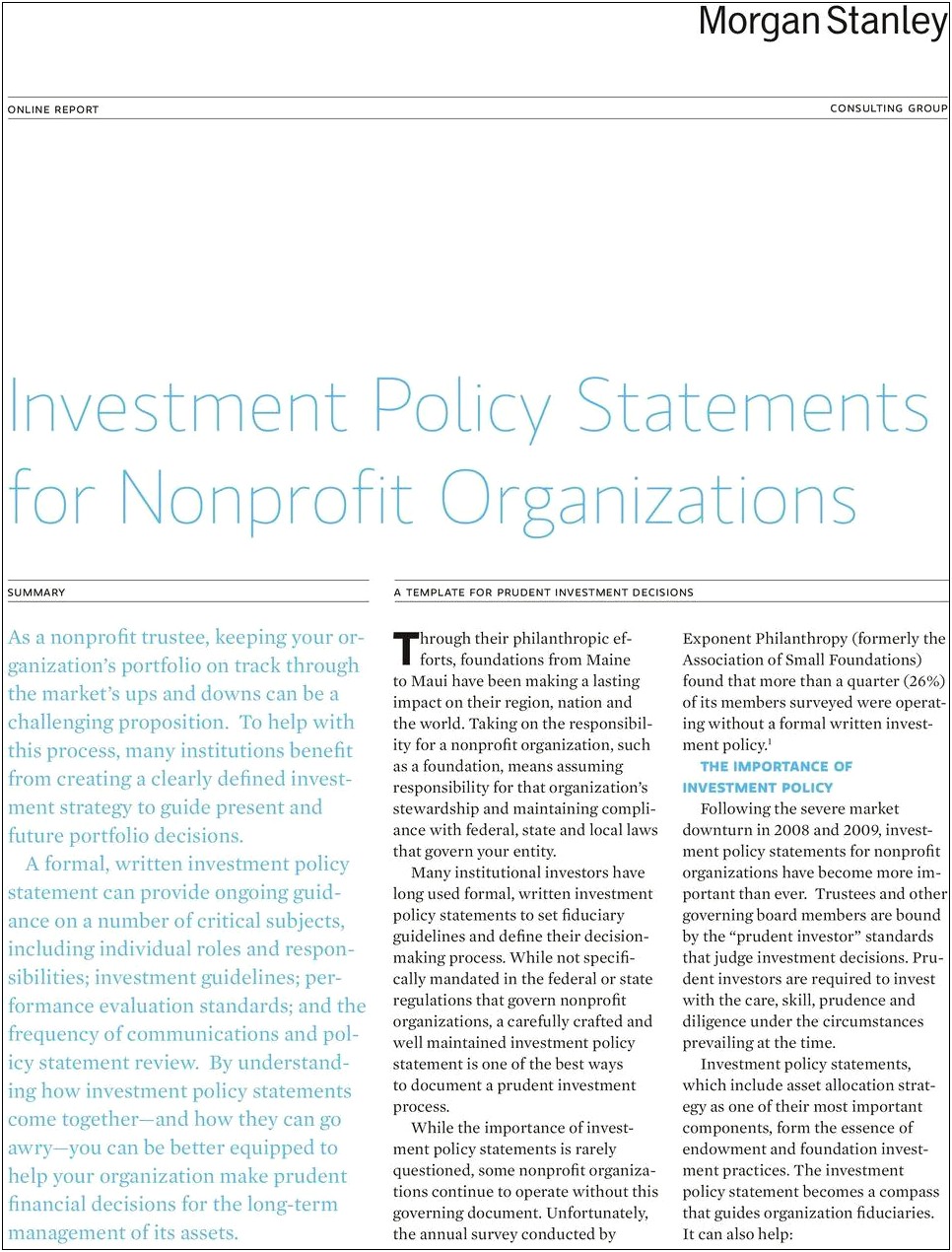 Nonprofit Investment Policy Statement Template Word Document