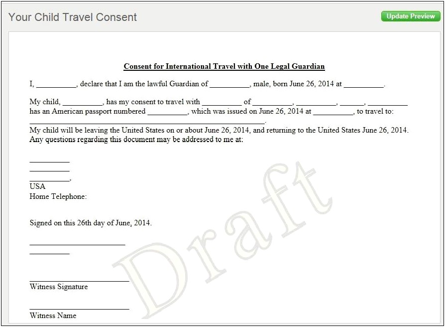 Notarized Consent Letter To Travel To Mexico Template