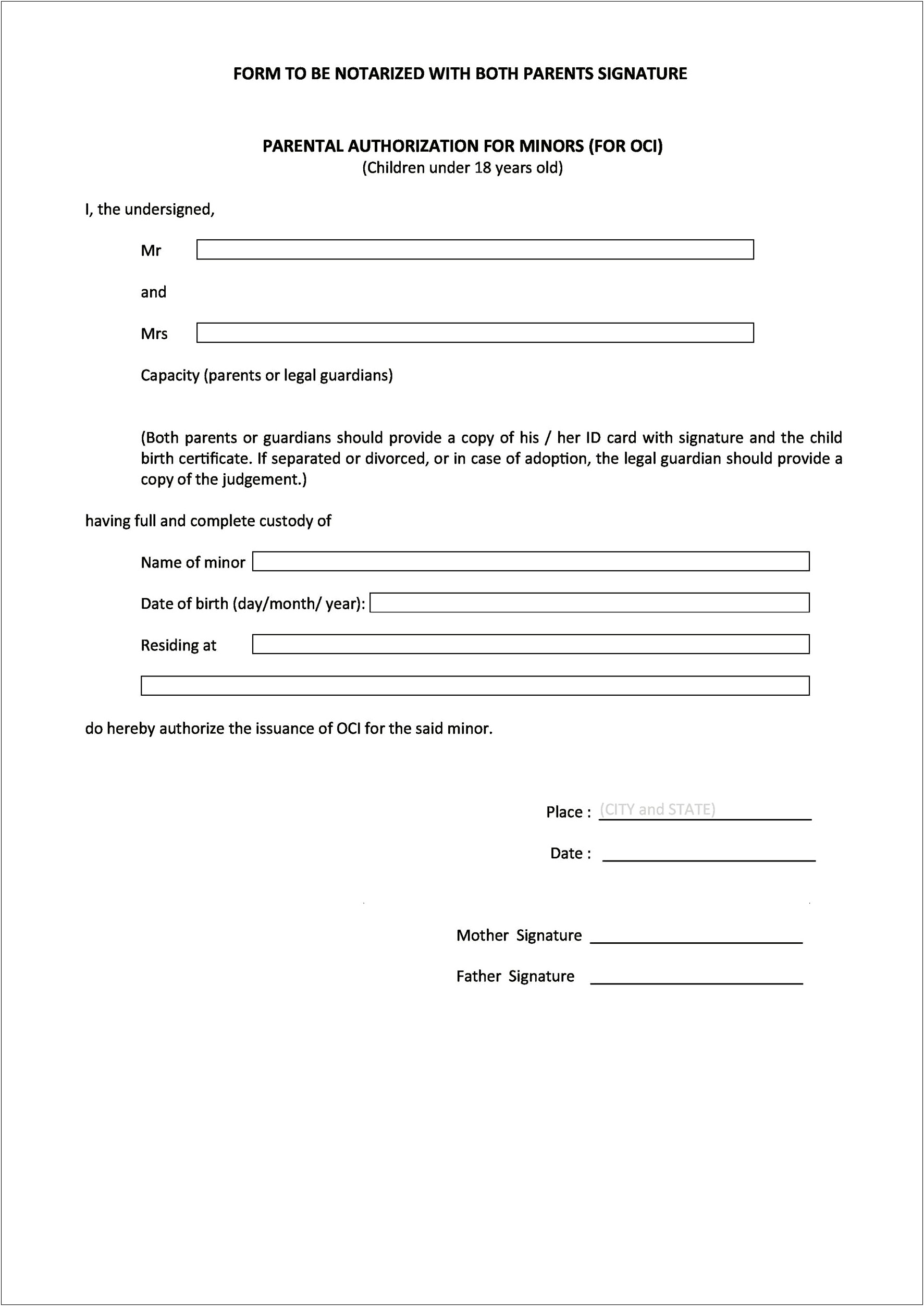 Notarized Letter Living With Immediate Family Member Template