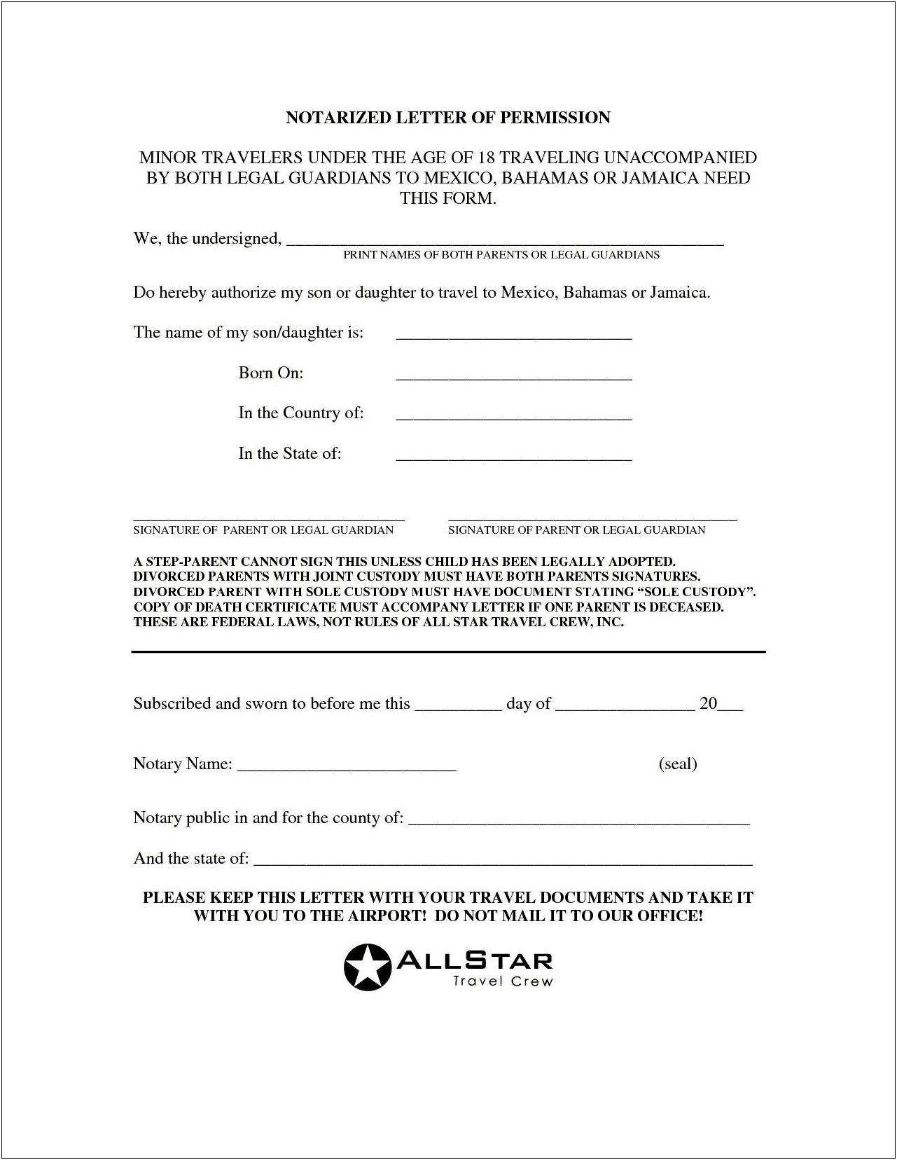 Notarized Letter Living With Immediate Family Template