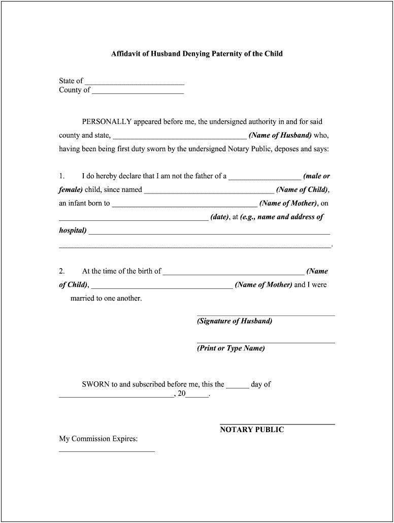 Notarized Letter Of Proof Of Dna Template