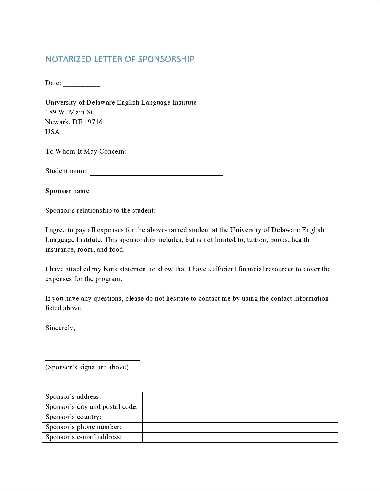 Notarized Letter Template For Payment Agreement