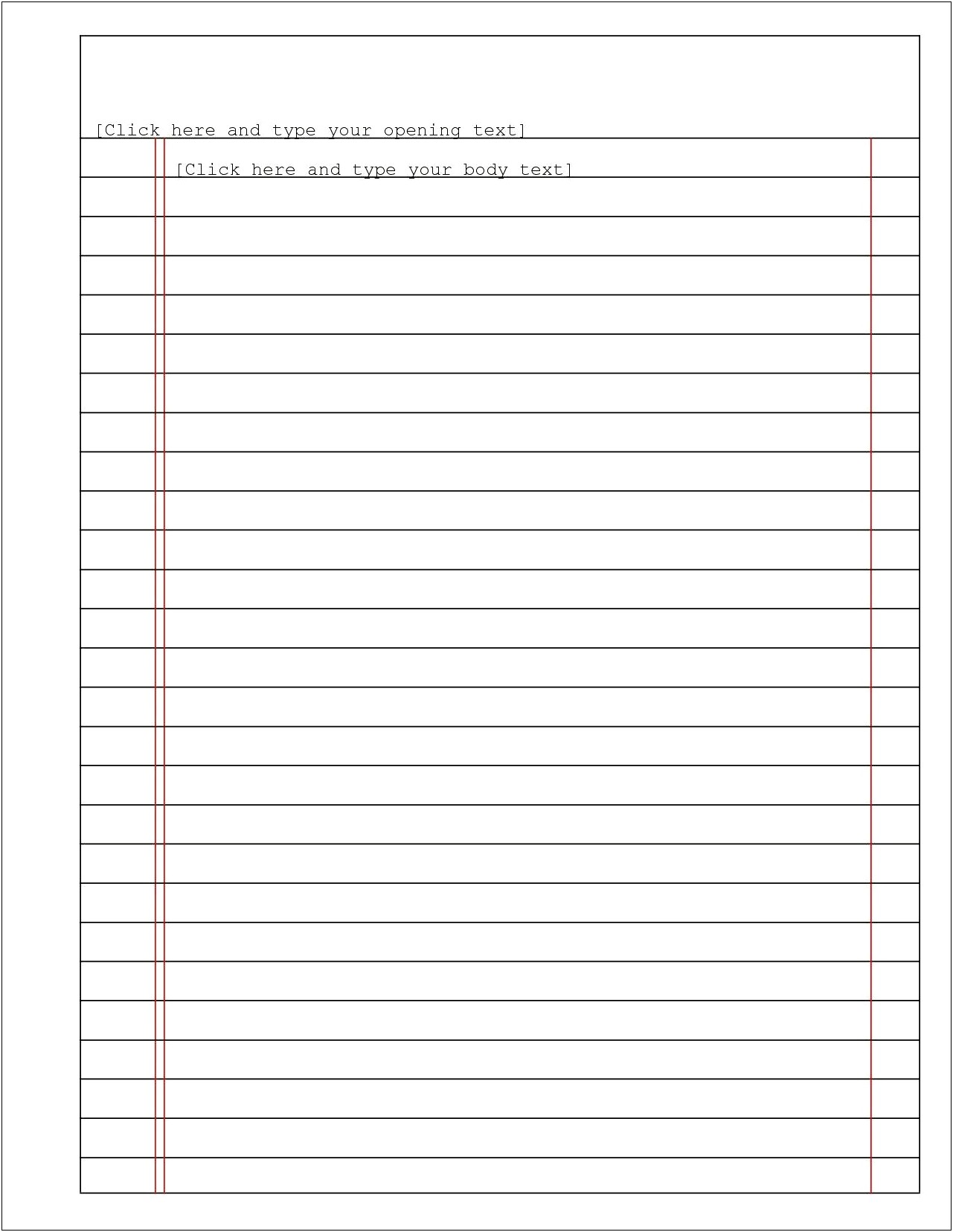 Notebook Lined Word Document Template Fold