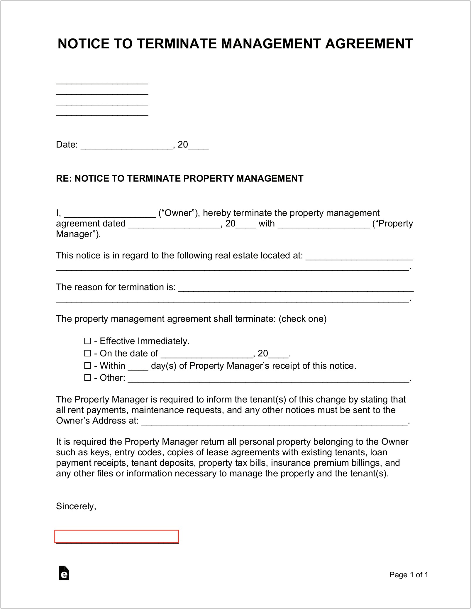 Notice Letter Of Change In Agreement Template