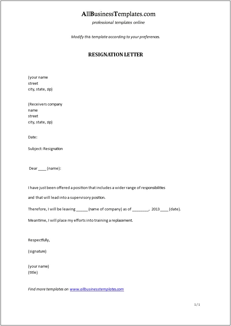 Notice Letter Template For Work Uk