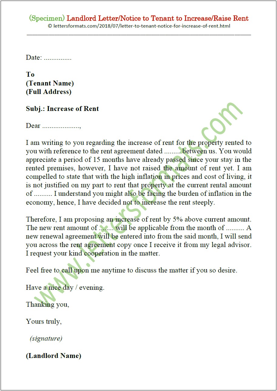 Notice Of Price Increase Letter Template