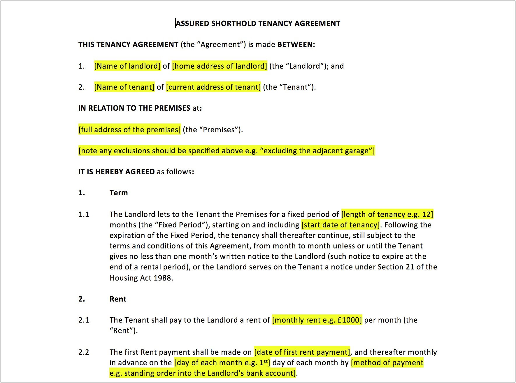 Notice Of Tenancy Termination Letter Template Uk