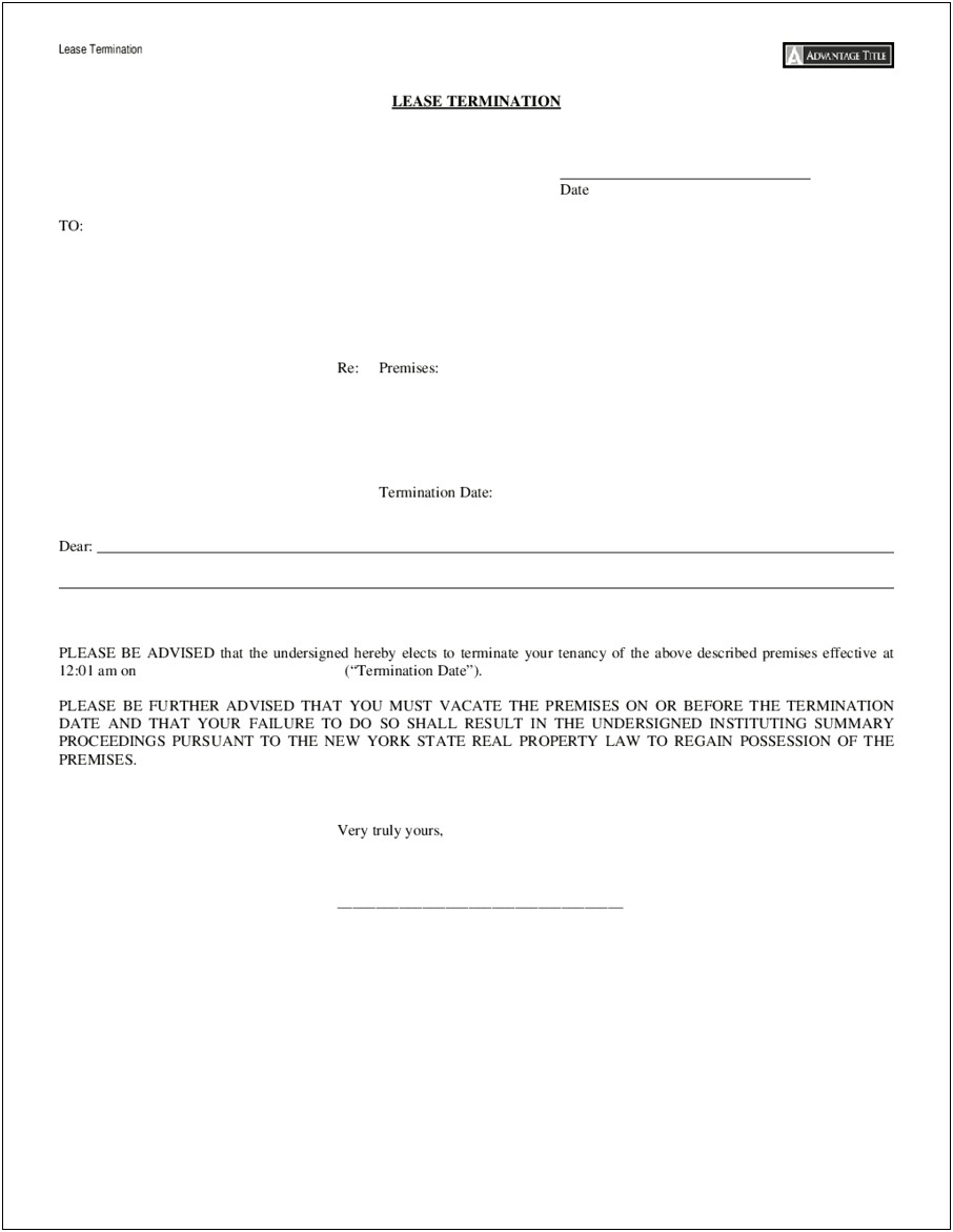 Notice Of Termination Letter Template Ontario