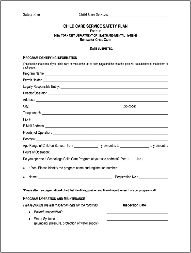 Ny Doh Summer Camp Safety Plan Template