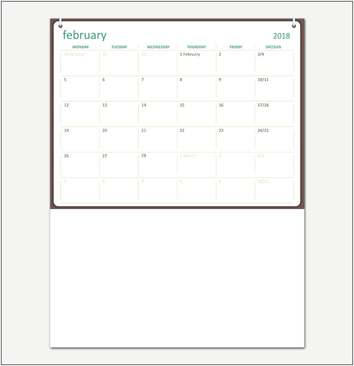 October 2018 Calendar Template Microsoft Word