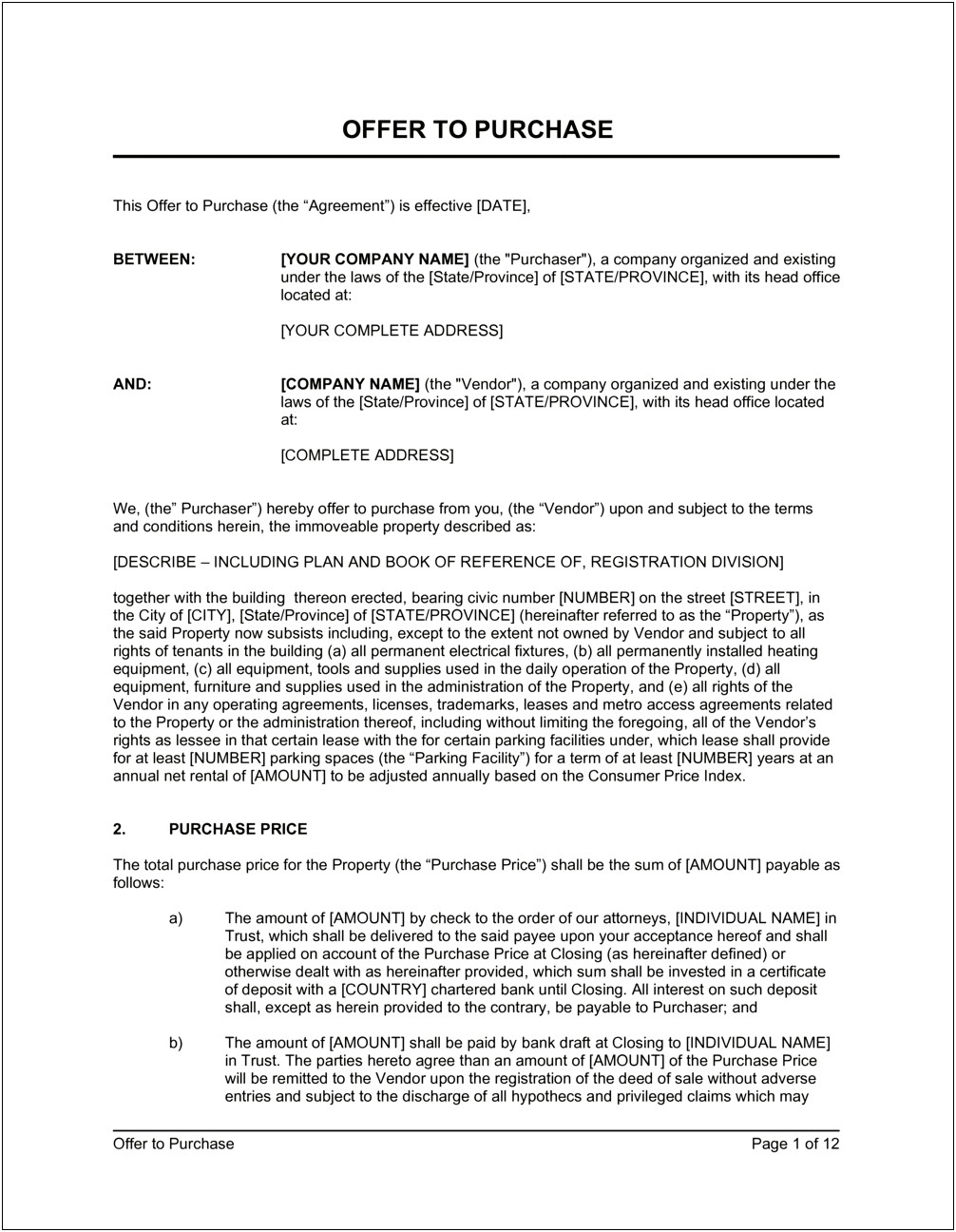 Offer Letter Template Buying A House