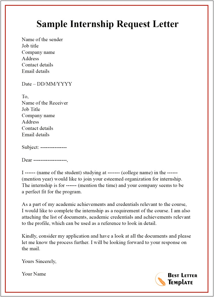 Offer Letter Template For College Internship