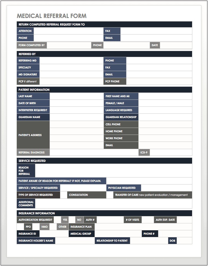 Office Word Medical Referral Form Template