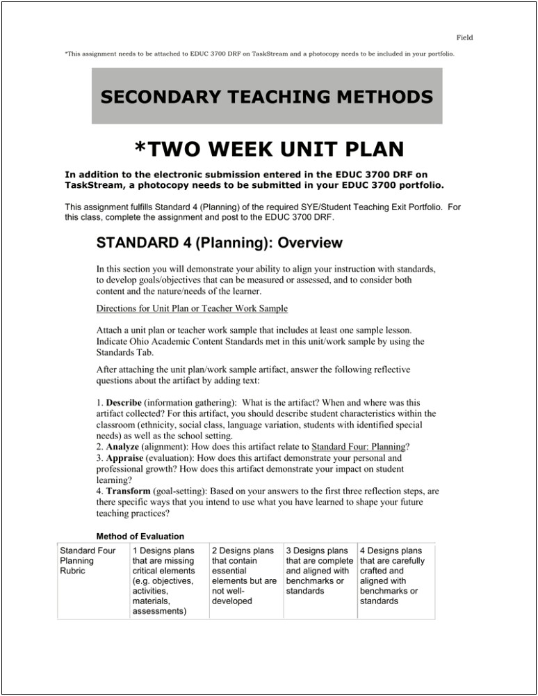 Ohio Standards Based Lesson Plan Template