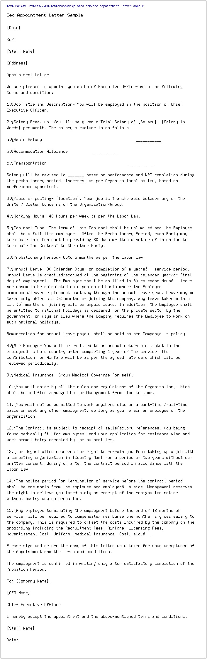 Ohs Act 16.1 Appointment Letter Template