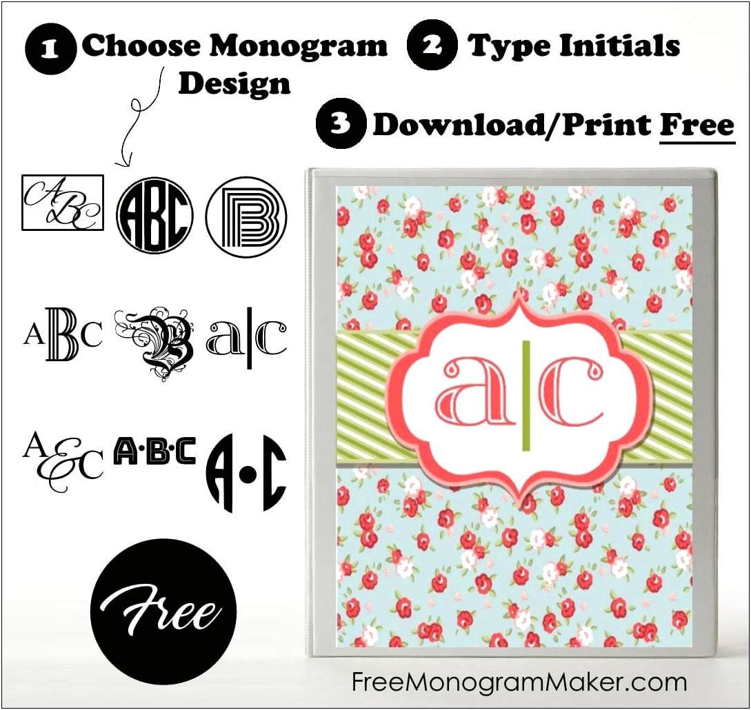 One Letter Mongram Binder Cover Template