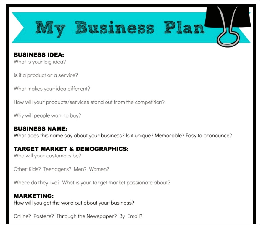 One Page Business Plan Proposal Template