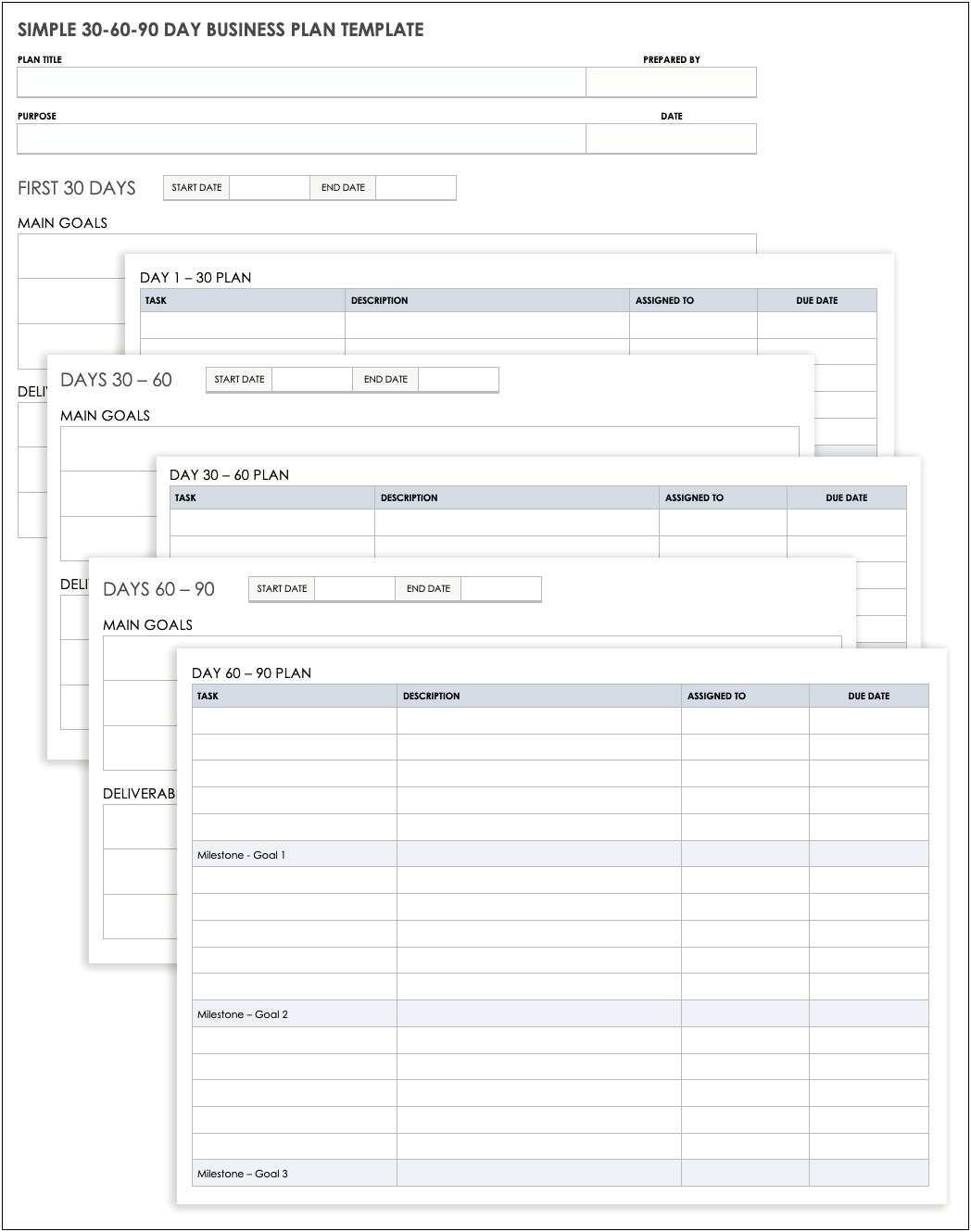 One Page Business Plan Template Excel