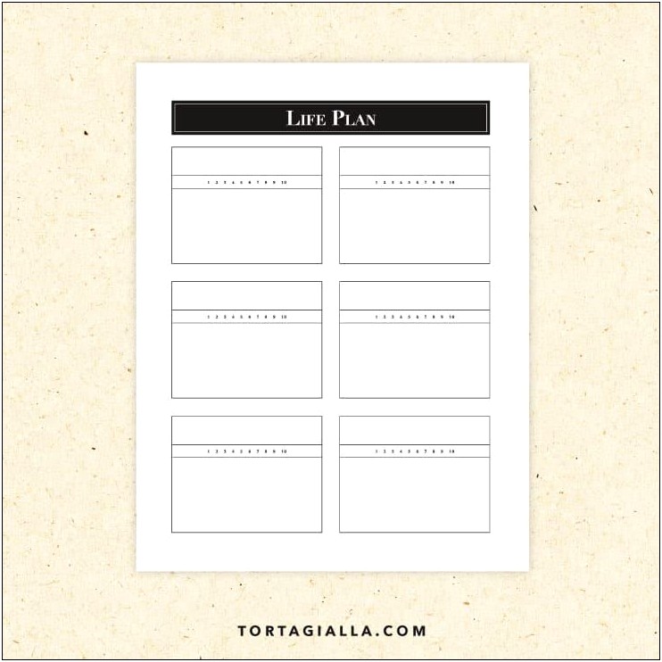 One Page Simple Life Plan Template