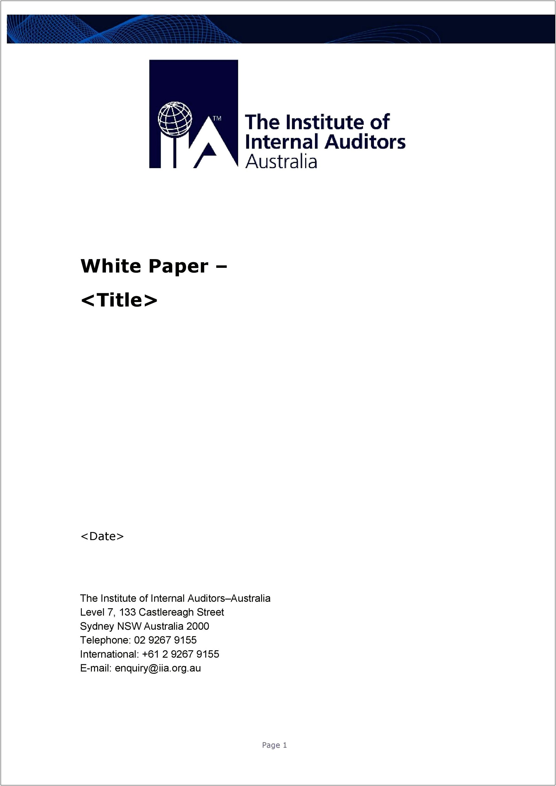 One Page White Paper Template Word Executive
