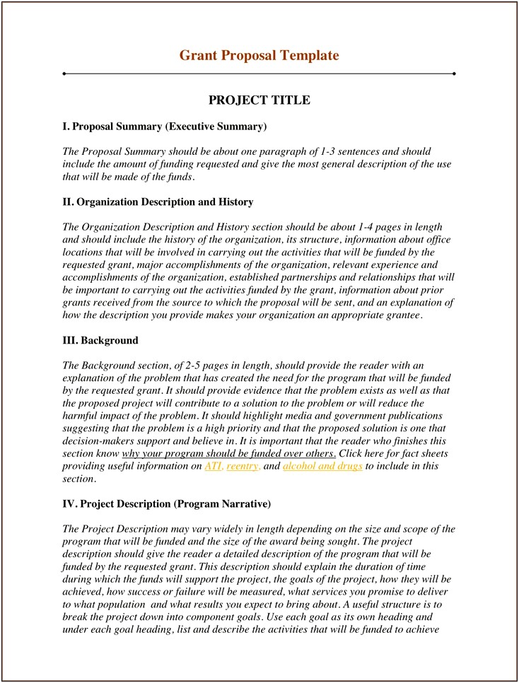 One Pager For Grant Proposal Template Word Doc