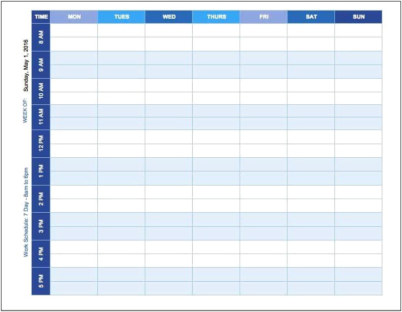 One Week Calendar Fill In Word Template