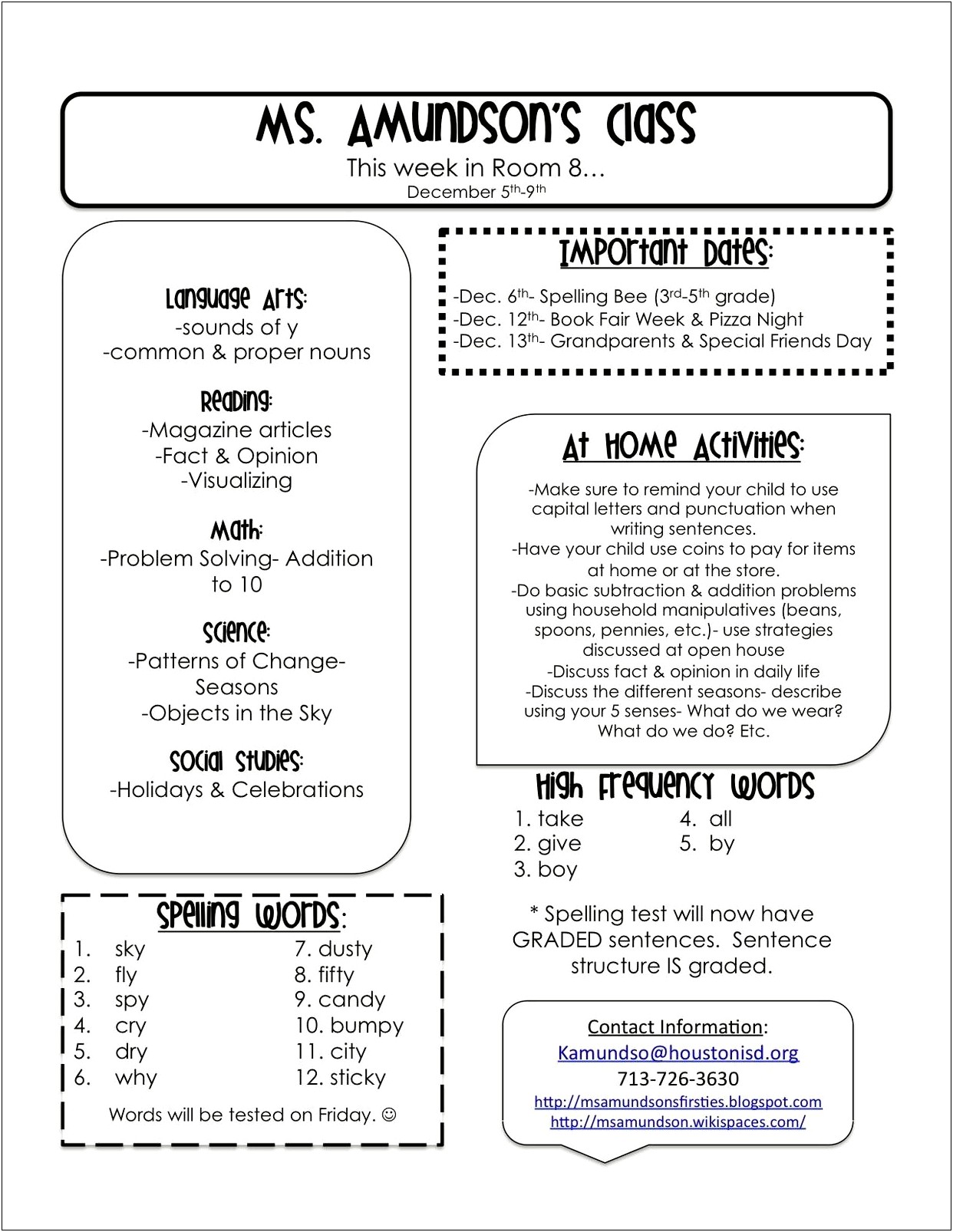 Open House Parent Child Letter Template