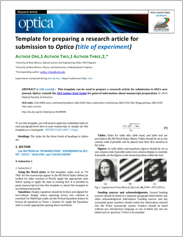 Optics And Lasers In Engineering Word Template