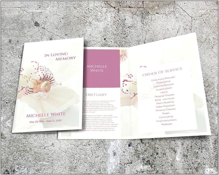 Orchid Funeral Brochure Template Microsoft Word