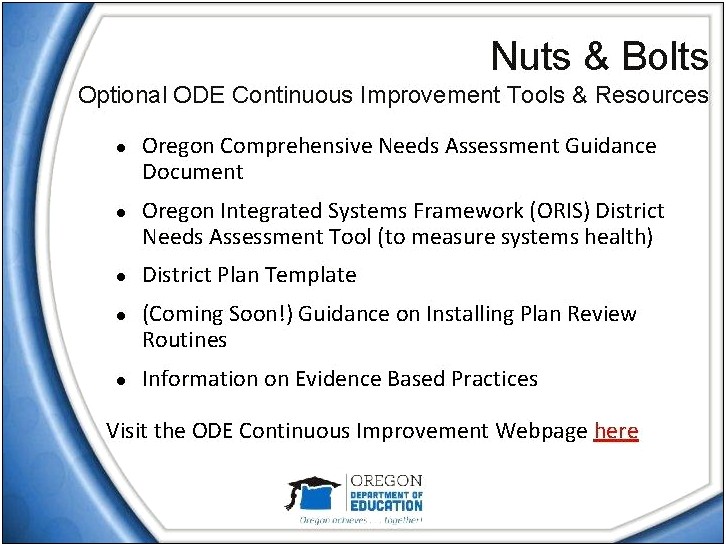 Oregon School Continuous Improvement Plan Template