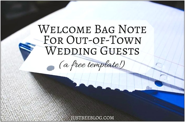 Out Of Town Guest Bag Welcome Letter Template