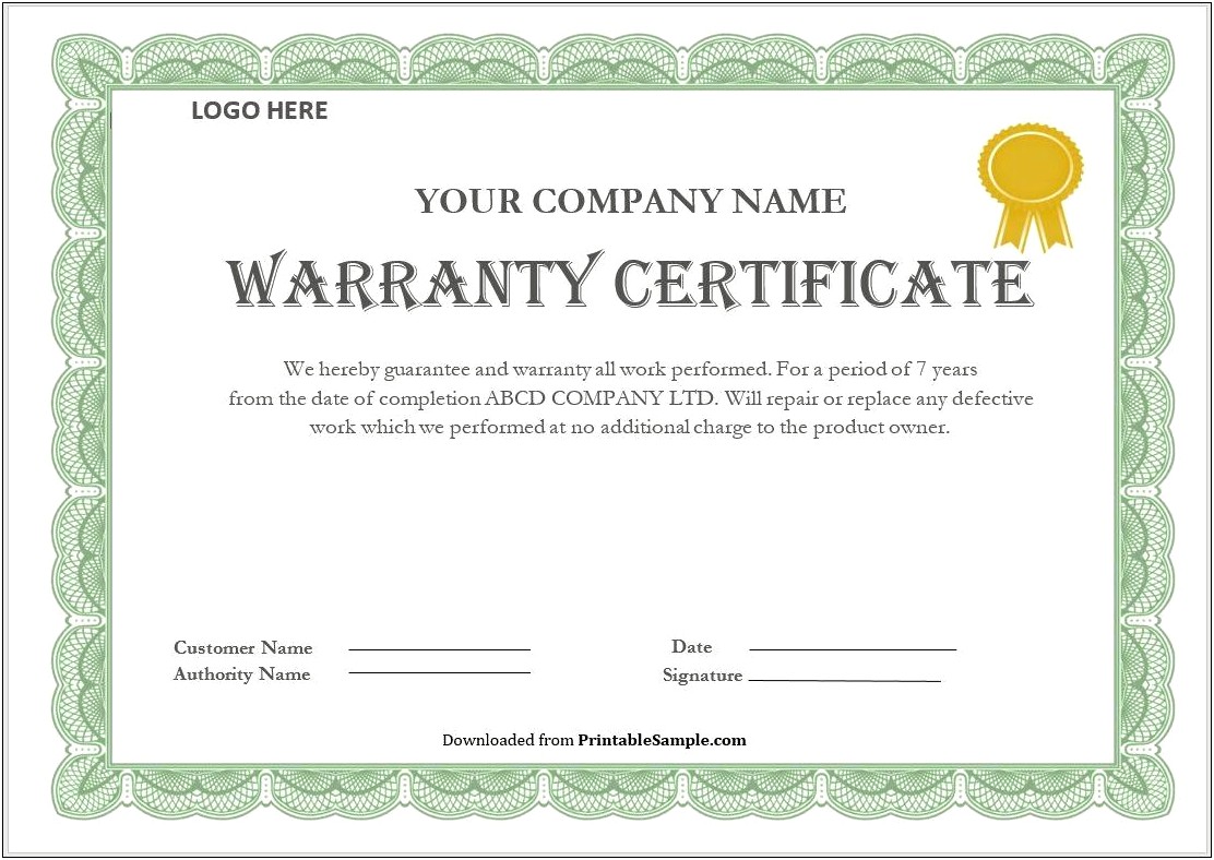 Out Of Warranty Service Word Template