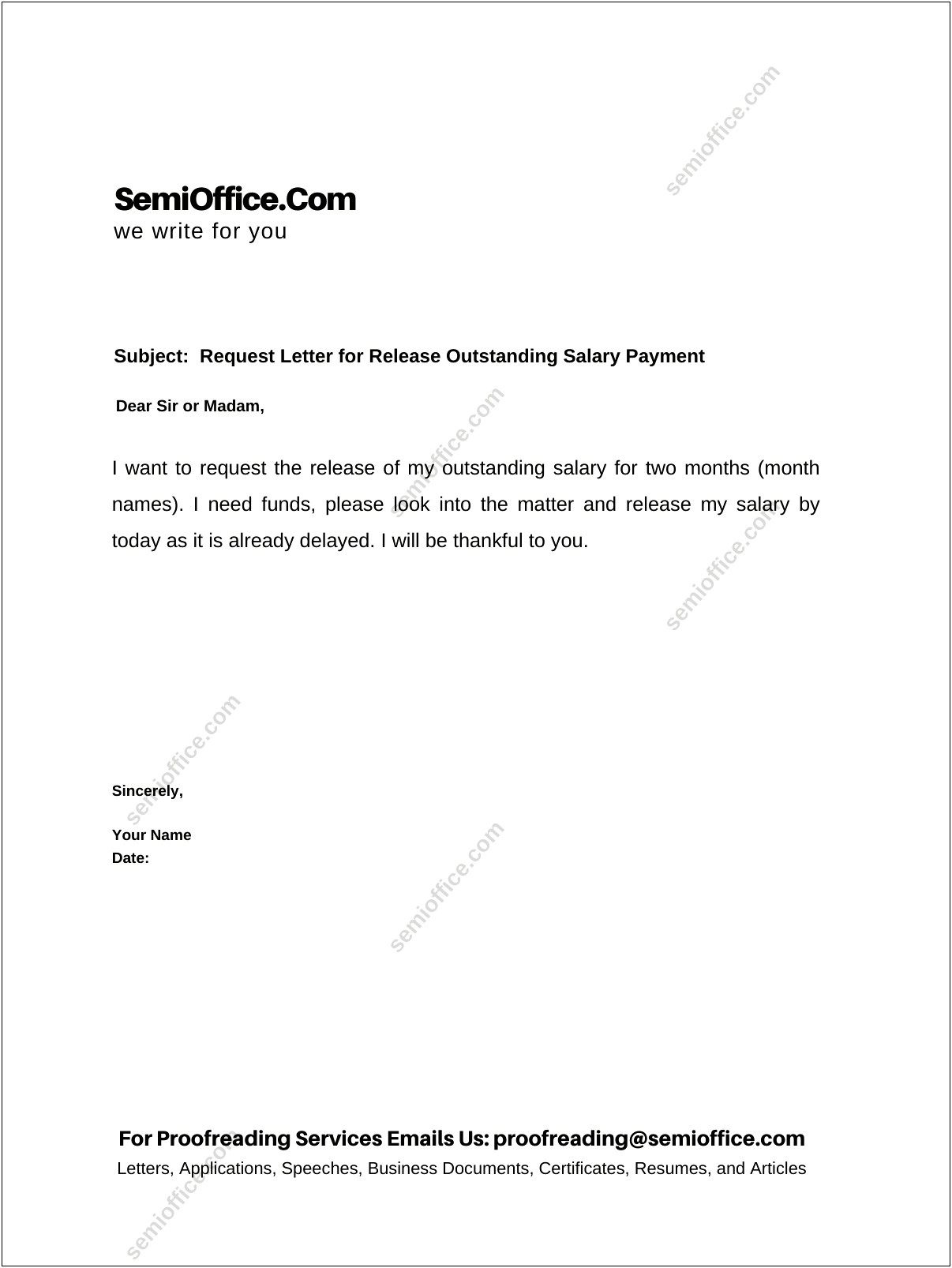 Outstanding Payment Past Due Letter Template