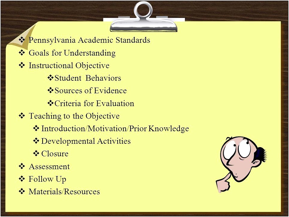 Pa Standard Weekly Lesson Plan Template