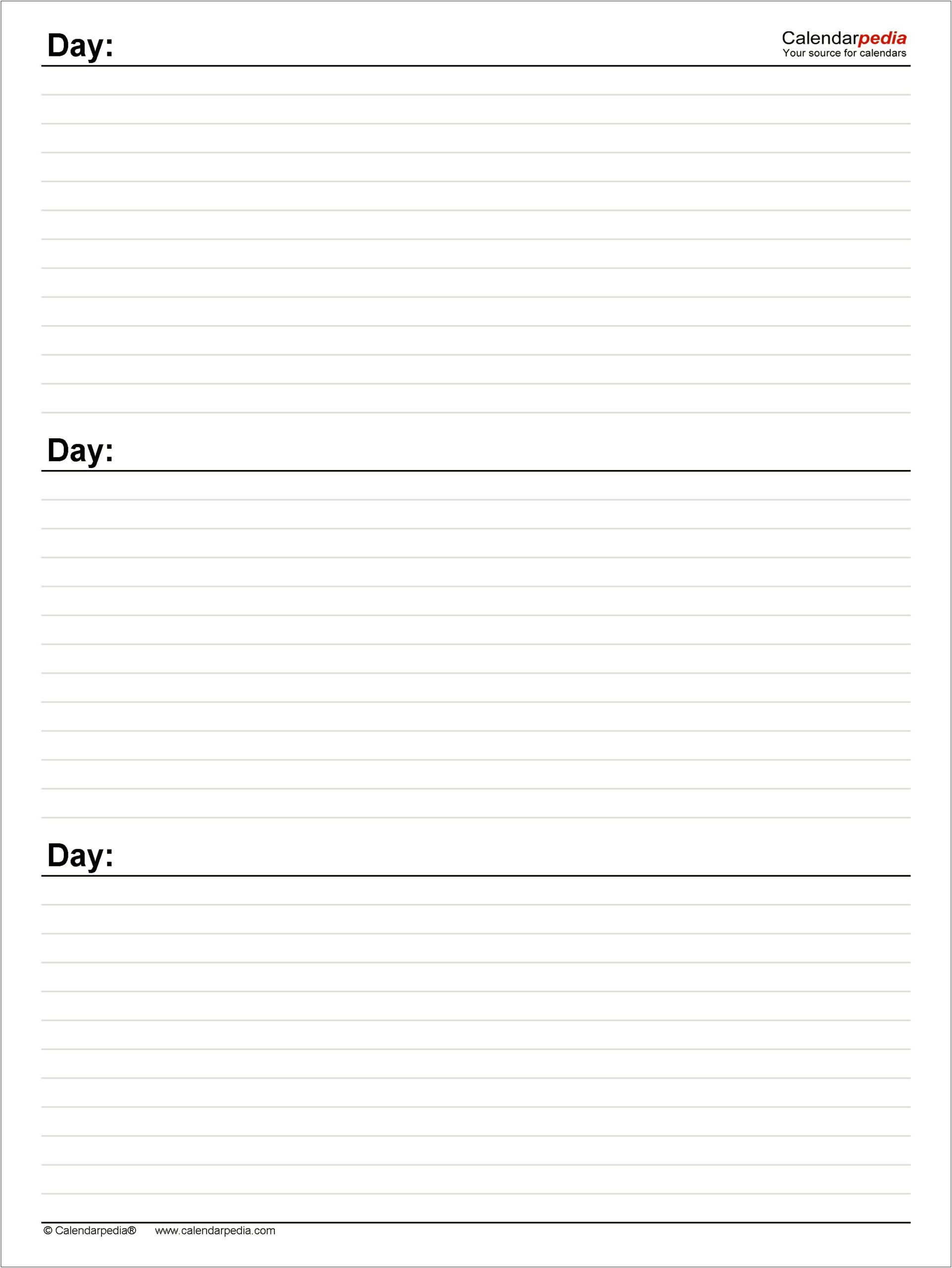 Page A Day Calendar Template Word