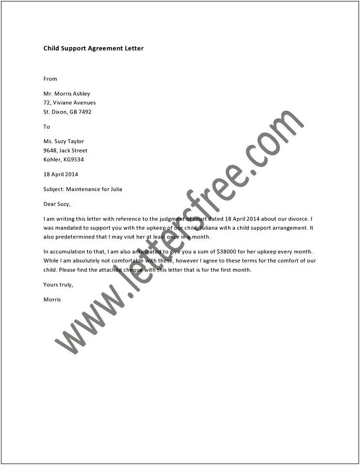 Parent Letter To Child Template Money